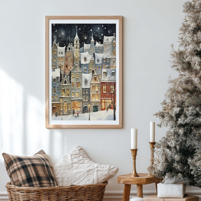 耶诞城市风格 / 雪夜灯火小镇 冬季挂画 海报 无框画 - 海报/装饰画/版画 - 纸 