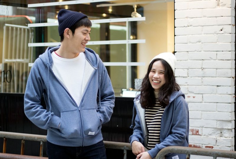 小日子  暖暖小日子 内刷毛连帽外套_亚麻蓝 - 中性连帽卫衣/T 恤 - 棉．麻 蓝色