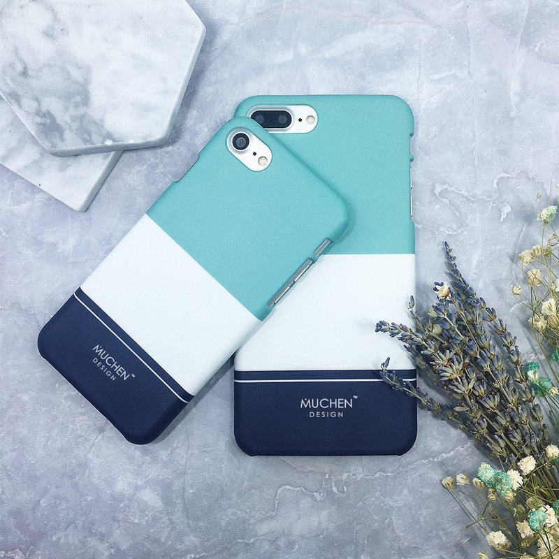 简约蓝绿拚色-硬壳 (iPhone.Samsung, HTC, Sony.华硕手机壳) - 手机壳/手机套 - 塑料 蓝色