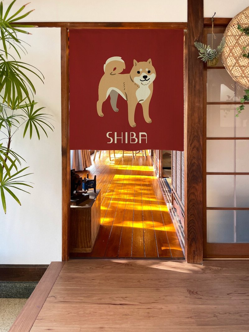 【预订】日本制 红色柴犬短门帘 - 门帘/门牌 - 棉．麻 红色