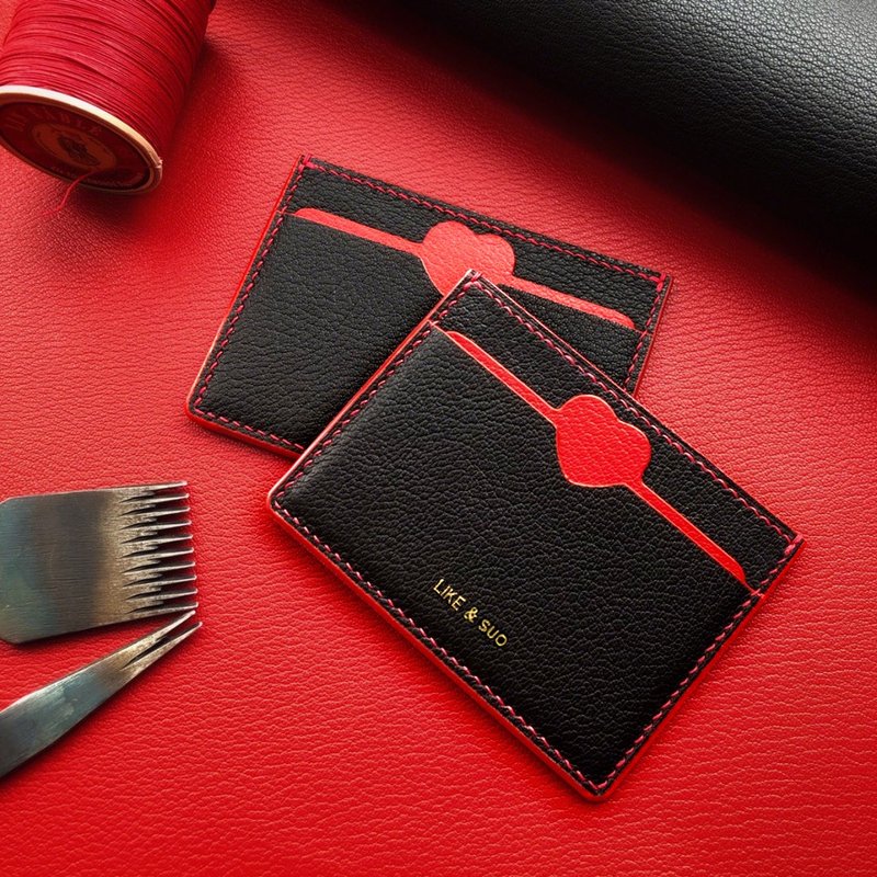 情侣爱心卡夹 多层羊皮零钱包 悠游卡 信用卡套【免费刻英文名】 - 皮夹/钱包 - 真皮 