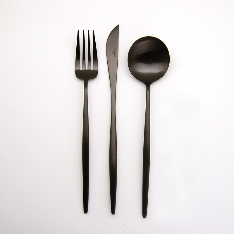 葡萄牙 Cutipol  MOON  雾黑  主餐三件组(刀叉匙) - 餐刀/叉/匙组合 - 不锈钢 黑色