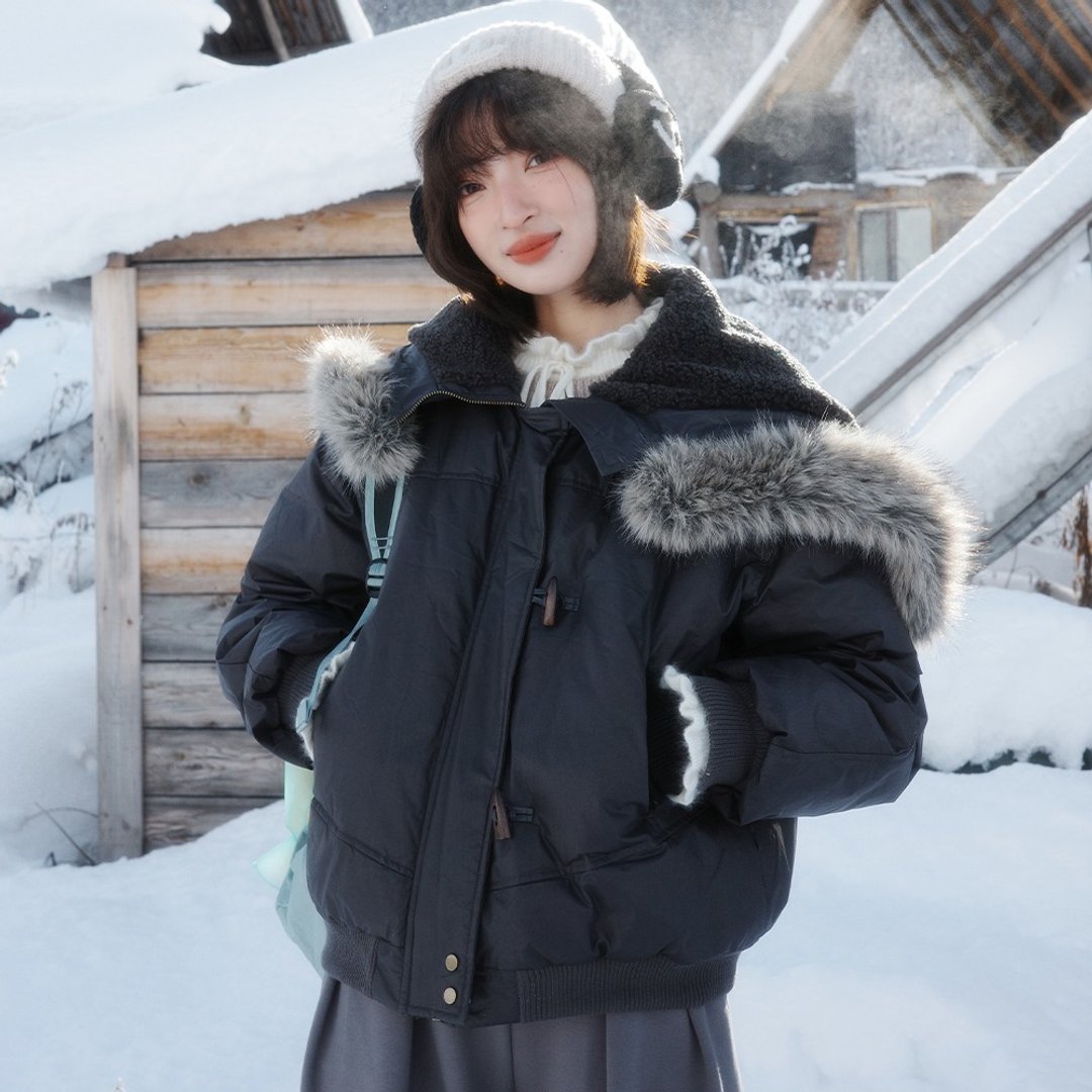 可拆毛领大翻领羽绒服|外套|两色|冬款|Sora-2028 - 女装休闲/机能外套 - 棉 多色