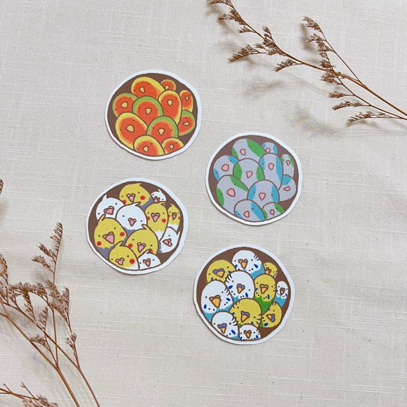 【密集鸟鸟】虎皮鹦鹉 玄凤鹦鹉 和尚鹦鹉 爱情鸟 鹦鹉 - 贴纸 - 纸 多色