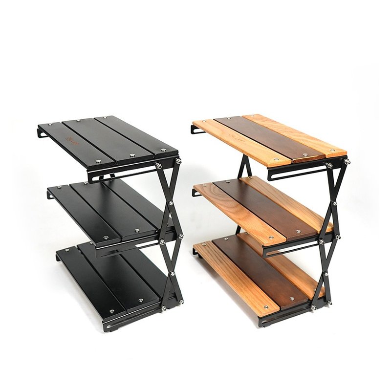 桌面三层折叠置物架(共2色) - 露营用品 - 木头 多色