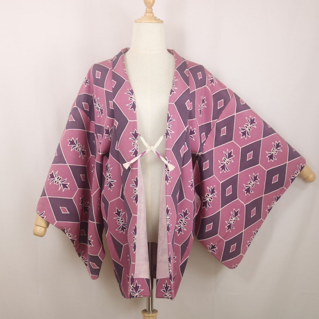日本复古羽织 | 浅紫粉×菱形几何柄 | 和服外套 - 女装休闲/机能外套 - 其他材质 紫色