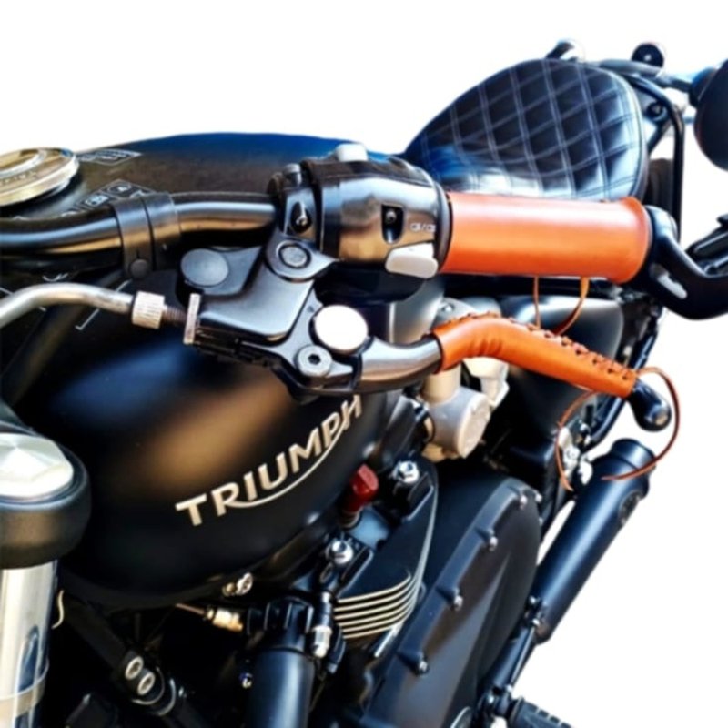 Motorcycle Hand pad Covers grip Real Cowhide High Quality for Triumph Enfield - 皮件 - 真皮 黑色