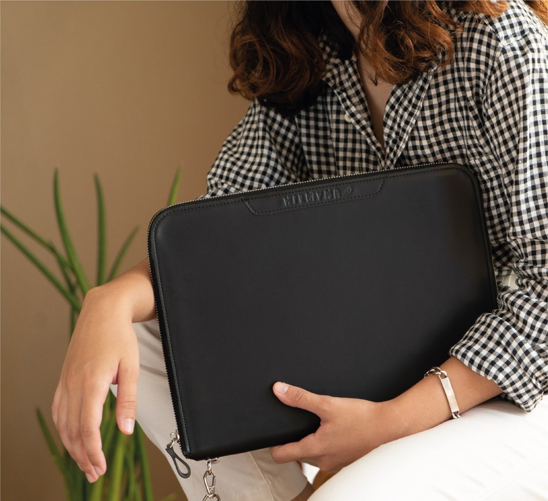 Handmade Round Zip Faux Leather Bag A4 for Macbook Air13/ iPad Free Engraving - 公文包/医生包 - 人造皮革 多色