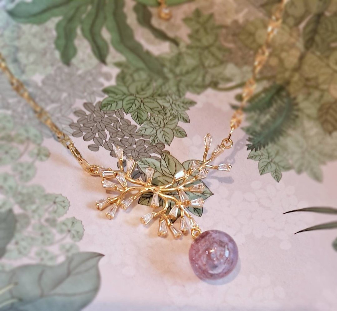 璀璨时光 *  手工金沙 粉色 夜光 琉璃 精油项链 香氛 轻珠宝 - 香薰/精油/线香 - 琉璃 紫色