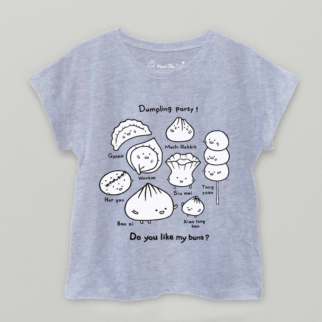 Dumpling party!  T-shirt - 男装上衣/T 恤 - 棉 银色