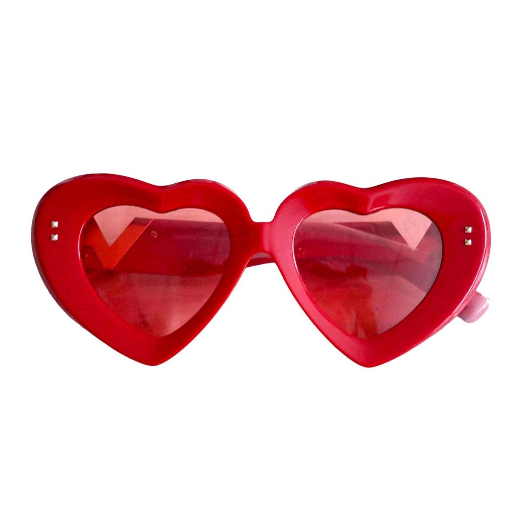 Lunettes de Soleil en Plastique Épais en Forme de Cœur Ro - 墨镜 - 聚酯纤维 红色