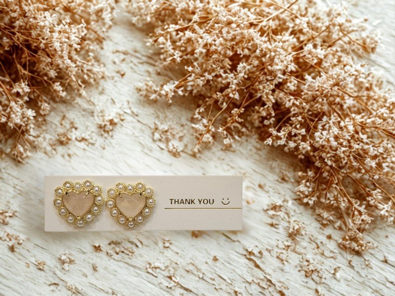 心之遥想 · 粉水晶· 晶石淡水珠耳环 - 耳环/耳夹 - 水晶 紫色