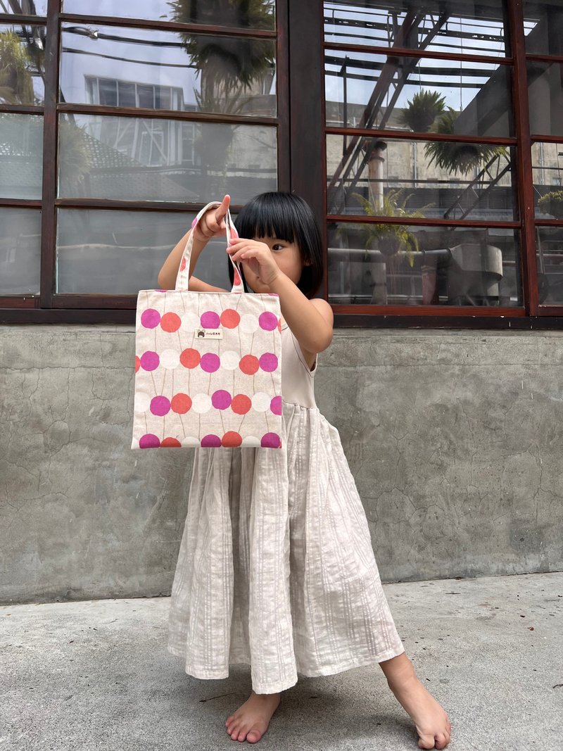 【现货】小日子手提小书袋/跳跳点点梅果红 - 手拿包 - 棉．麻 