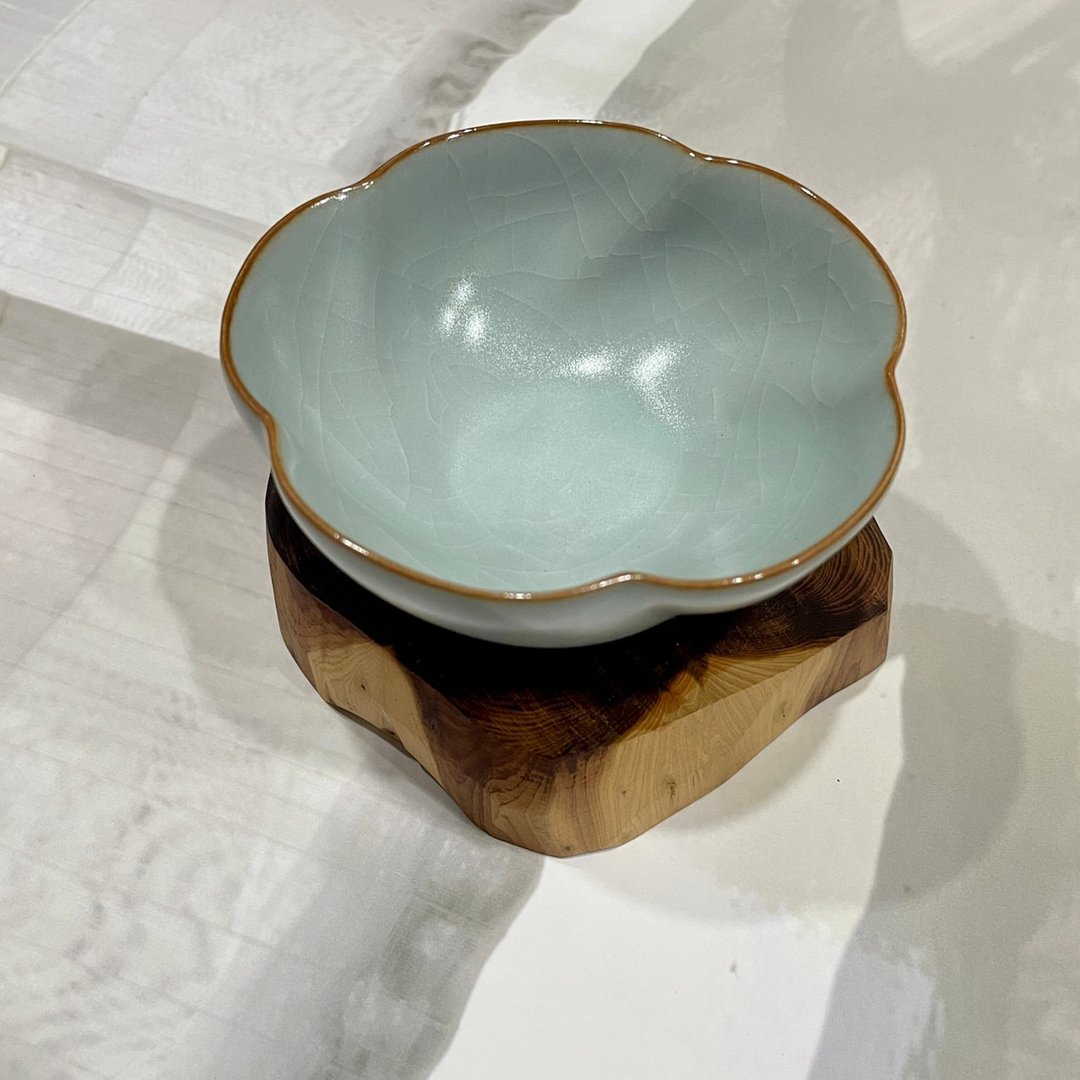 台湾汝窑大师林德丰 - 汝窑大梅花杯(现货+预购) - 茶具/茶杯 - 陶 蓝色
