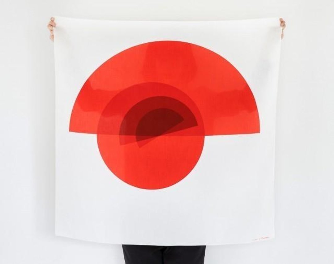 Arcs Furoshiki Scarf - 丝巾 - 棉 红色