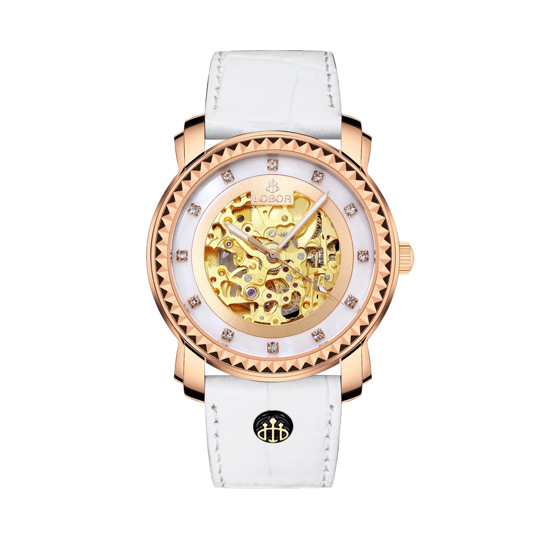 Premier Cornwall 41mm 日本机械机芯 强化玻璃 不锈钢打磨 白色意大利皮带 香港制造 LOBOR 手表 - 女表 - 防水材质 白色