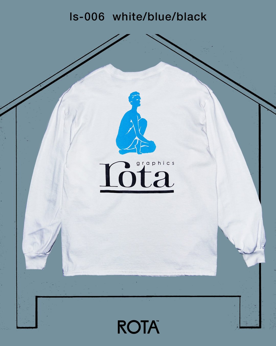ls-006 wht/blue/ls - 女装 T 恤 - 棉 白色