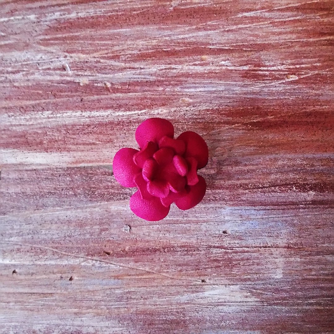 手工皮花 戒指 粉红色 皮革订做 Kai手工皮革 - 戒指 - 真皮 粉红色