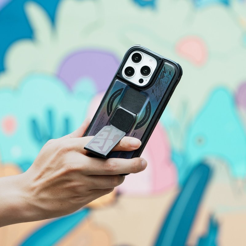 iPhone 16系列 Kira Kobai东京款磁吸充电支架防摔手机壳-黑 - 手机壳/手机套 - 其他材质 黑色