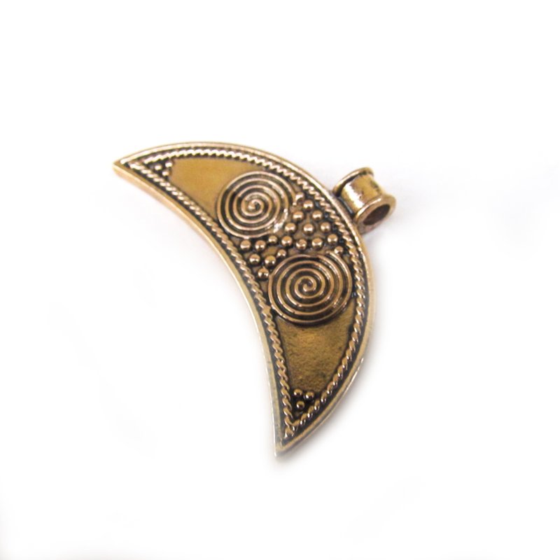 女士铜护身符，月牙铜项链吊坠，新月铜项链 - 吊饰 - 铜/黄铜 金色