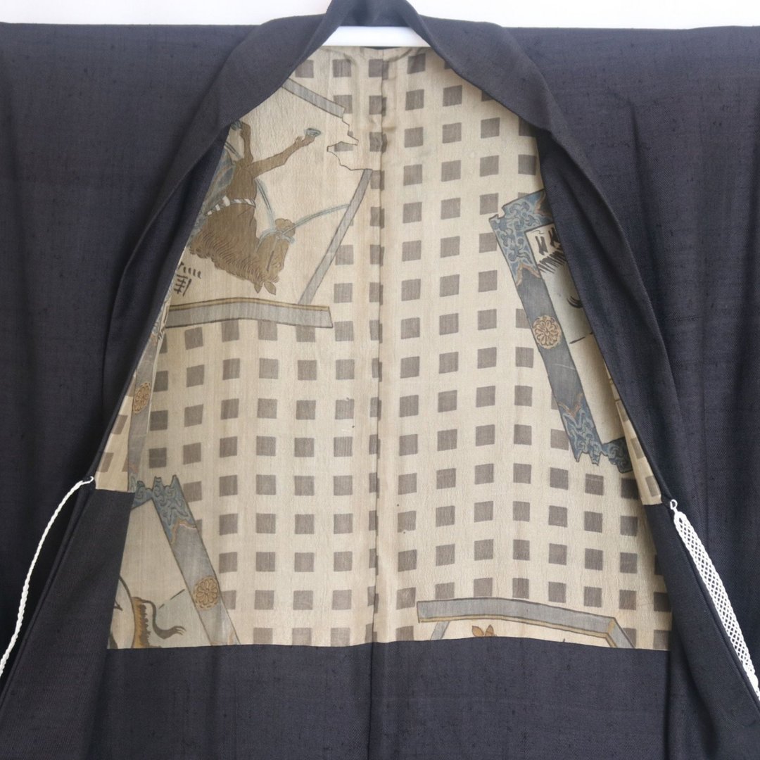 复古日本制男士长版羽织 | 深海军蓝和服外套 - 女装休闲/机能外套 - 丝．绢 蓝色