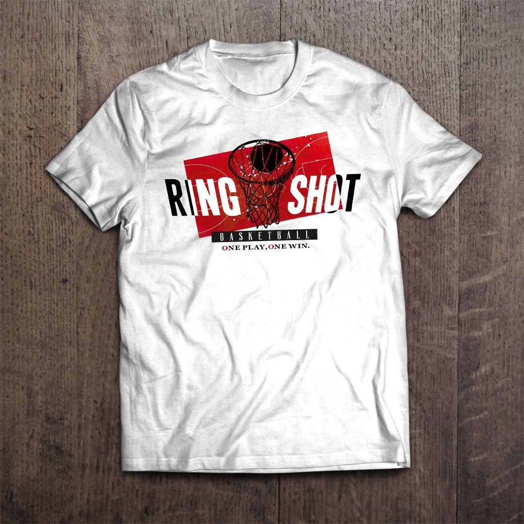 Basketball T-shirt RING SHOT - 女装 T 恤 - 棉．麻 白色