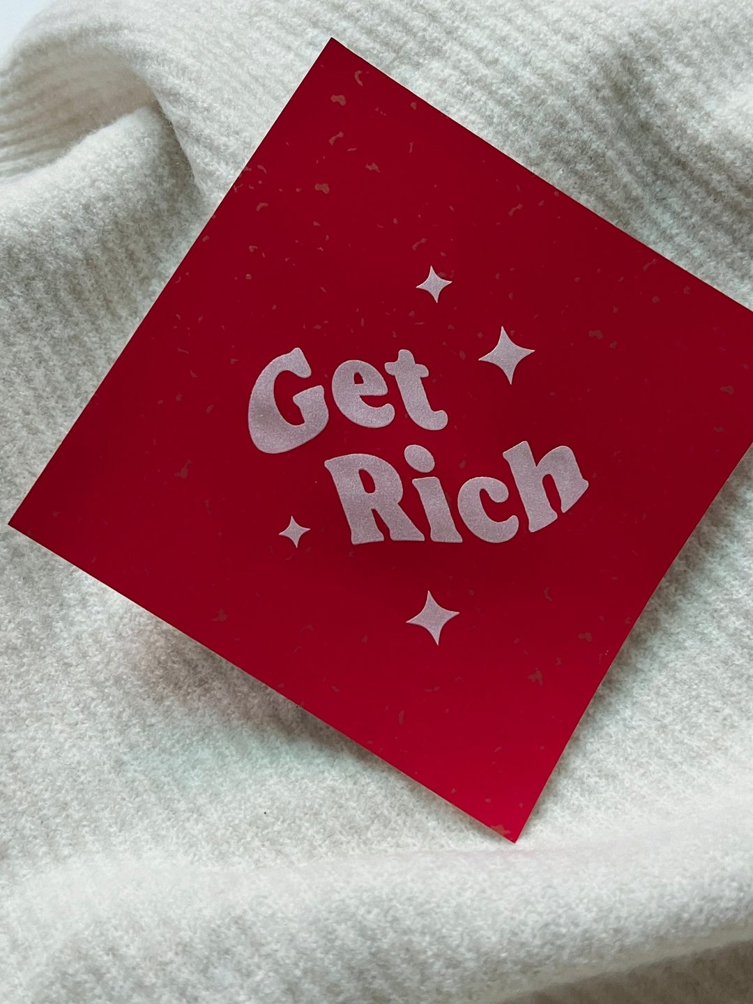 手工绢印英文春联 Get Rich! - 红包/春联 - 纸 红色