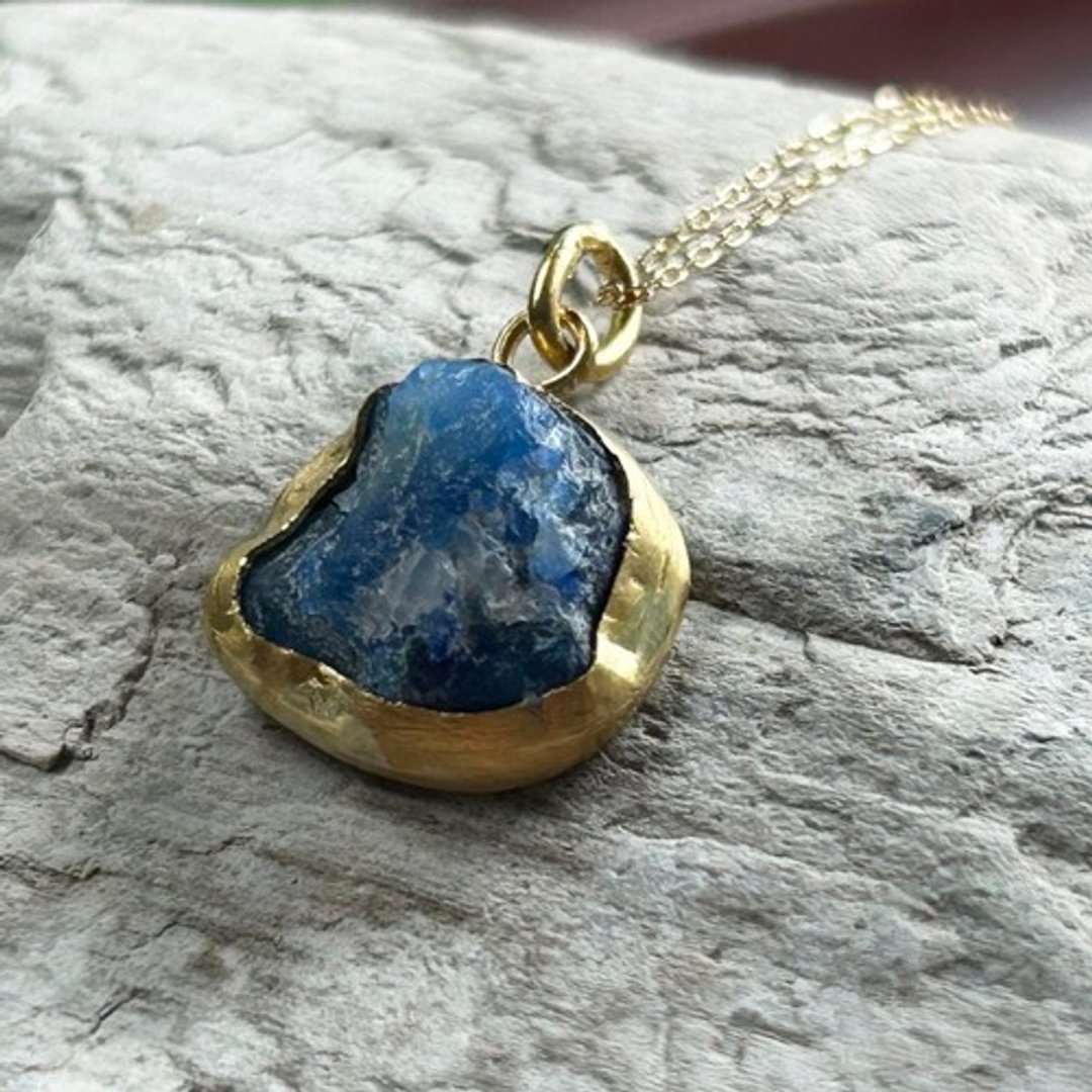 K24纯金 + K22 ◇ 蓝铜矿 ◇ Lazulite ◇ 如同地球般美丽的宝石 ◇ 坠饰 - 项链 - 其他金属 