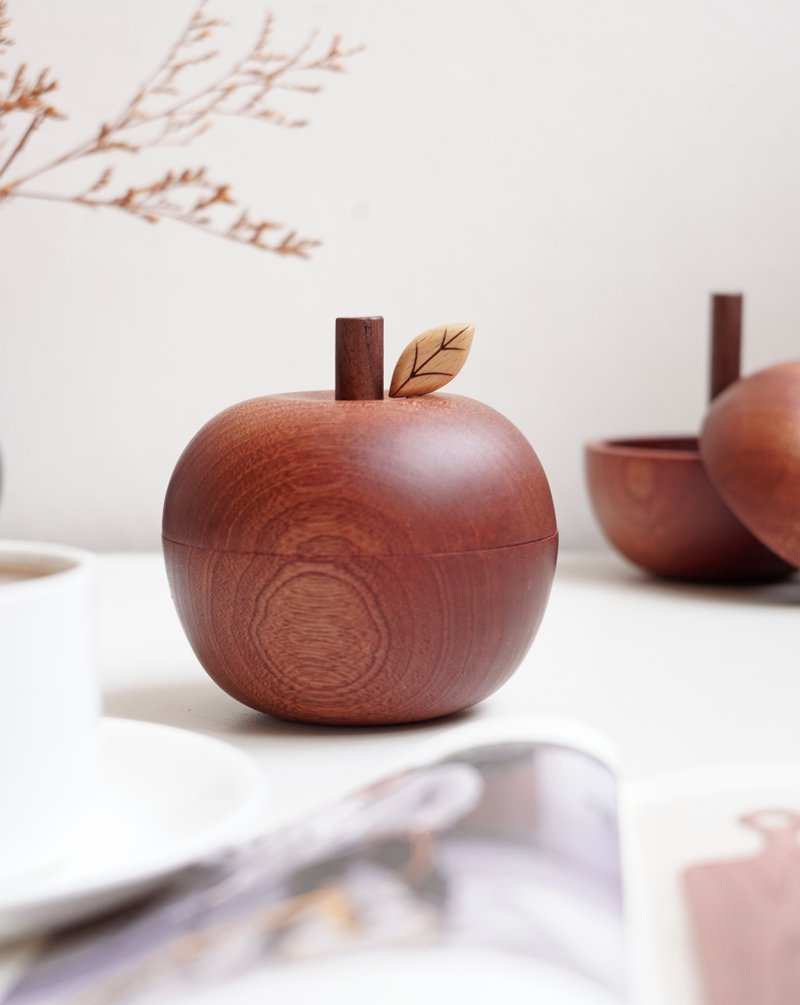 山舍 乌檀木苹果首饰盒礼物实木摆件 - 收纳用品 - 木头 红色