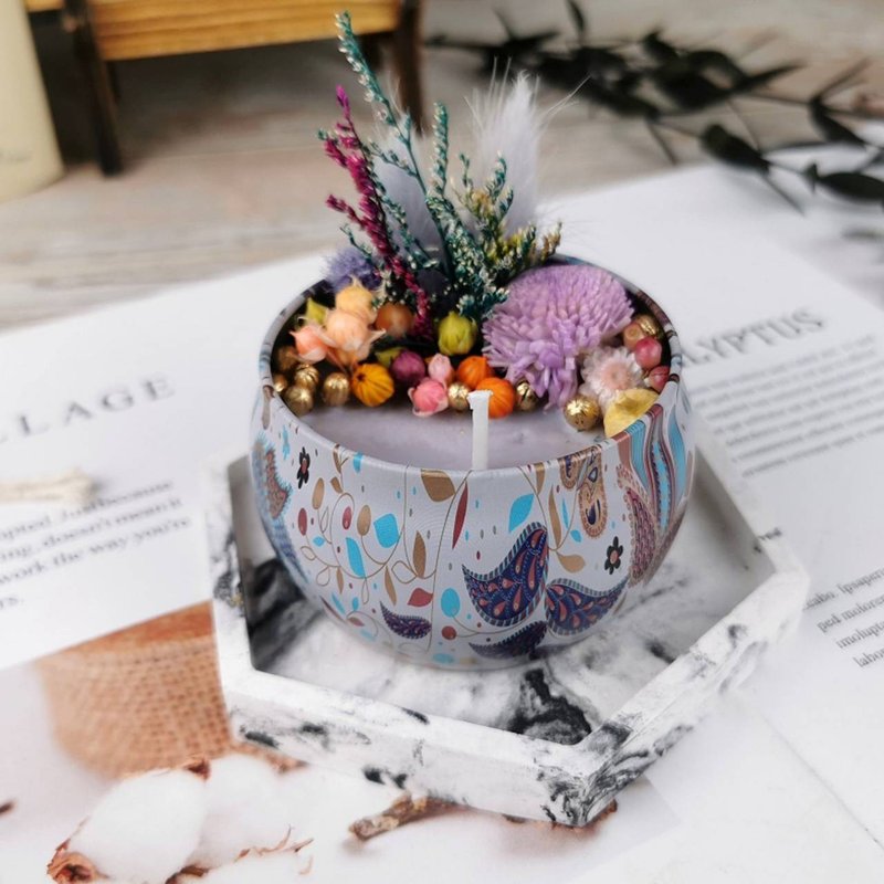 【高雄场】下班随手作 | 铁罐干燥花香氛蜡烛 - 蜡烛/香氛 - 蜡 