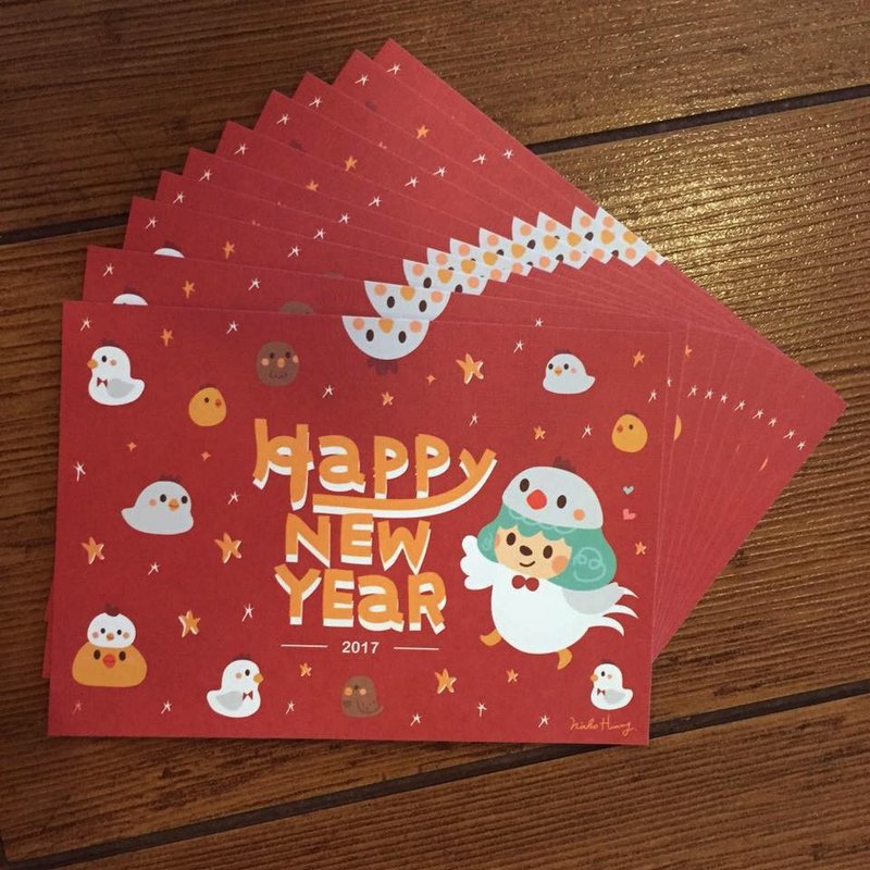 鸡年限定明信片组(十张一组) - 卡片/明信片 - 纸 红色