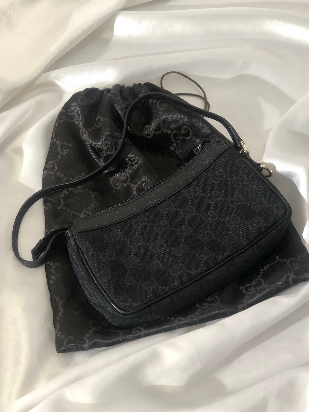 【日本直送，名牌二手包装】GUCCI GG图案靴子魅力帆布皮革流浪汉包手提包黑iz4gtx - 手提包/手提袋 - 真皮 黑色
