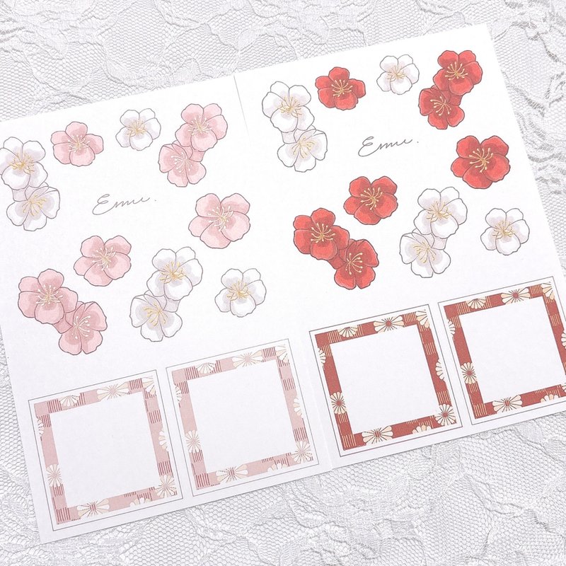 日式花纹 纸张 -013- - 便条纸/标签贴 - 纸 多色