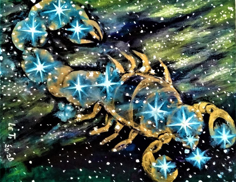 Constellation Scorpio Original painting on canvas - 海报/装饰画/版画 - 其他材质 多色