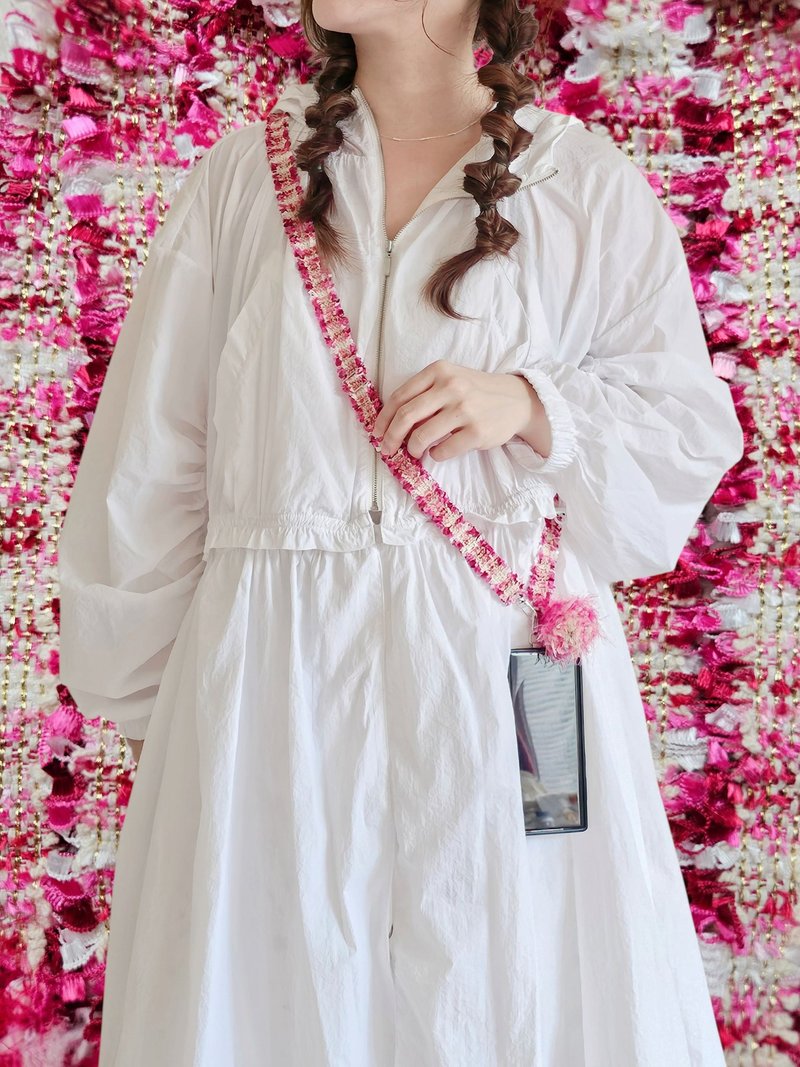 编织手机/包包/相机背带 - 莓霜 - 挂绳/吊绳 - 棉．麻 粉红色