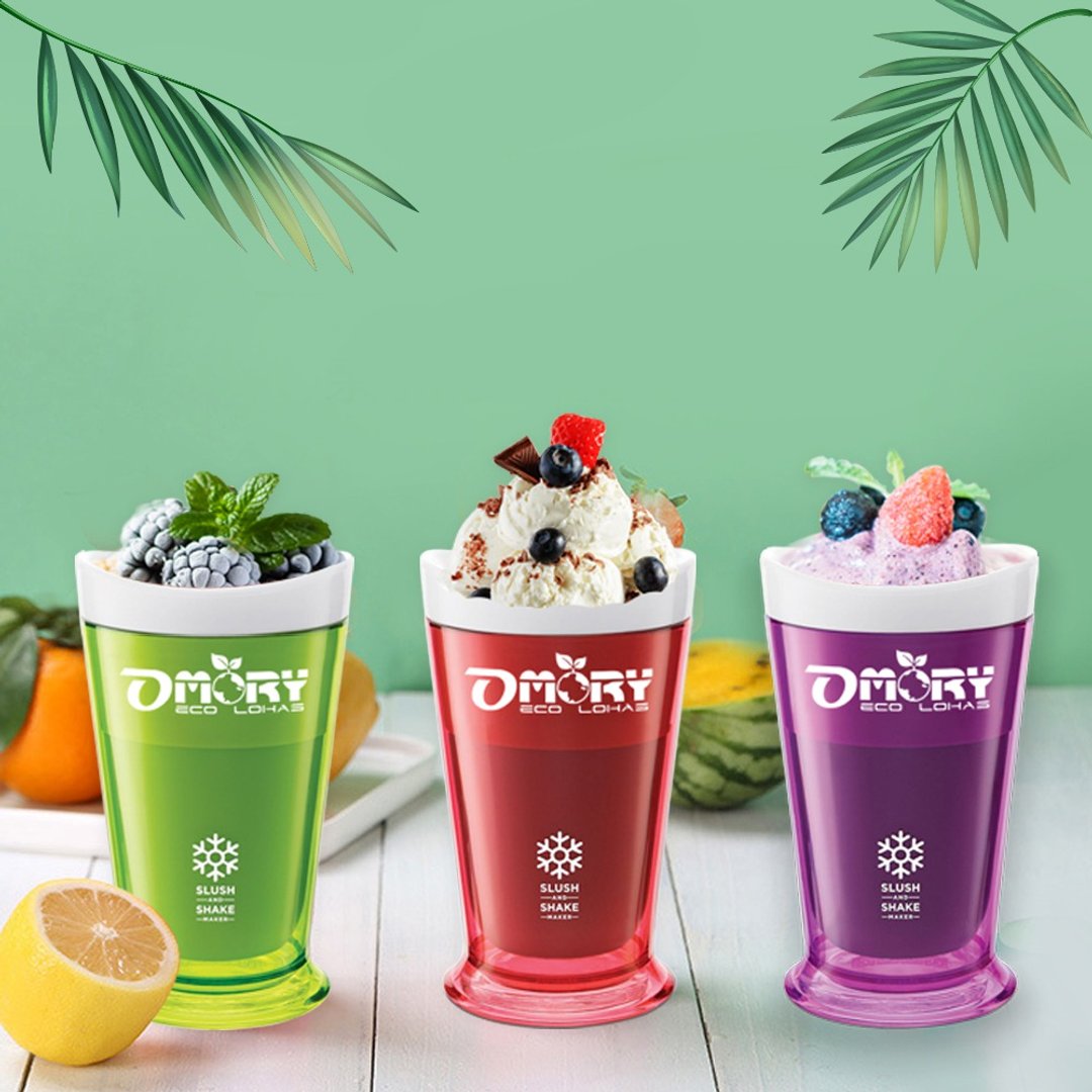 【OMORY】自制清凉冰沙凉夏神奇酷凉奶昔杯 酷凉冰沙杯(附匙)-3色 - 其他杯子 - 其他材质 