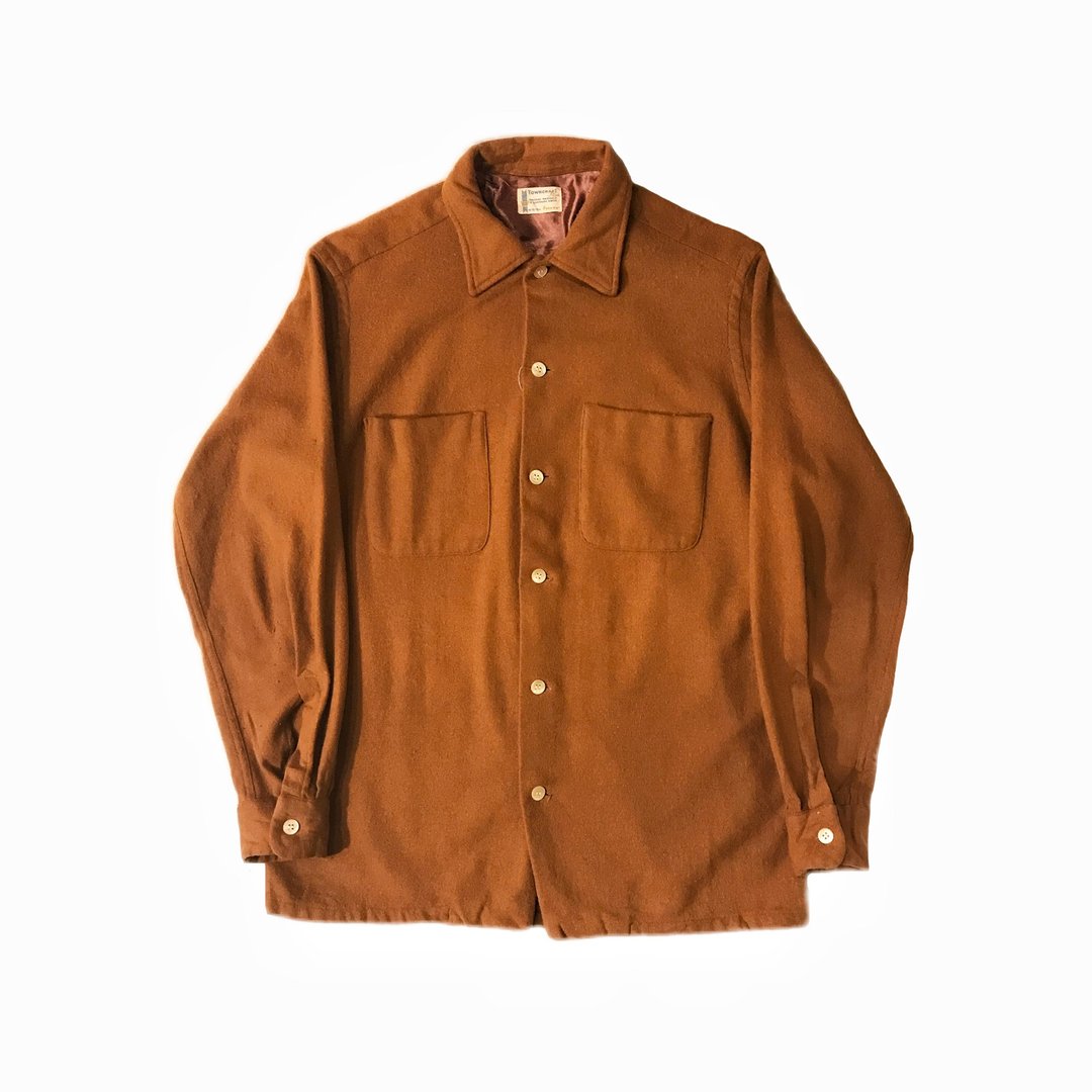 Vintage 60s Pennys Towncraft wool shirt 古着毛料衬衫 - 男装衬衫 - 羊毛 咖啡色