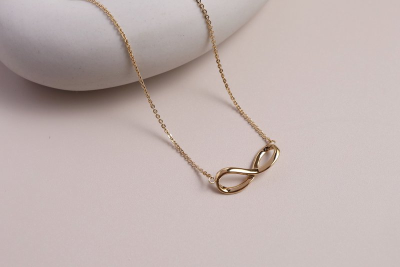 【送礼推荐】Infinity。白钢项链 情人礼物 - 项链 - 不锈钢 金色