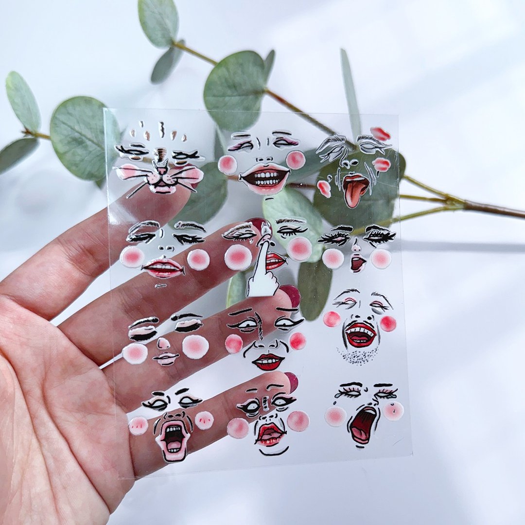 蛋定表情贴 水晶转印贴纸 - 贴纸 - 纸 透明