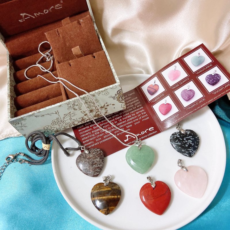 【西洋古董饰品】Amore六种天然水晶珠宝盒爱心东菱玉手工雕项链 - 项链 - 贵金属 多色