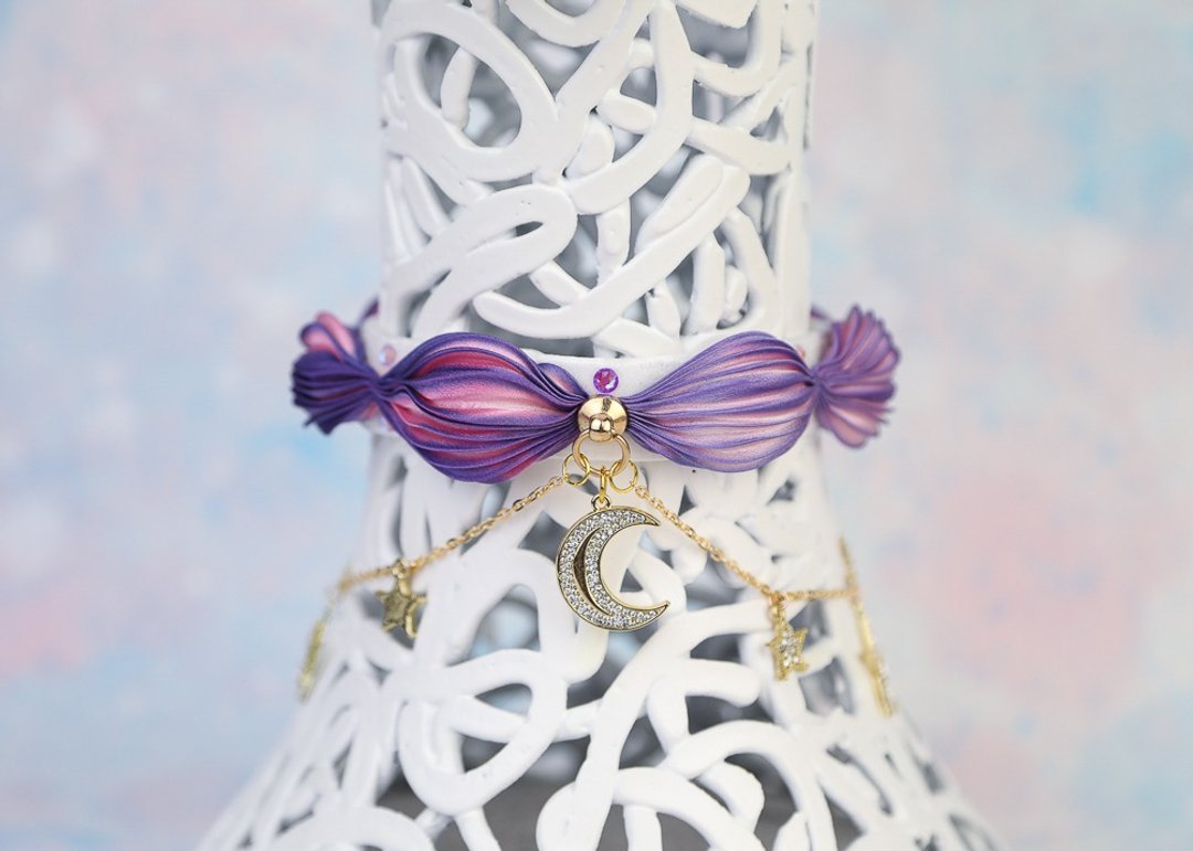 Morning Star Princess Choker - 颈链 - 丝．绢 紫色