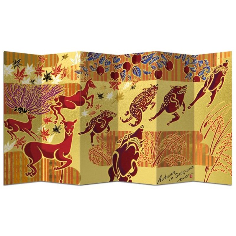 迷你屏风 Autumn in Satoyama - 海报/装饰画/版画 - 纸 红色