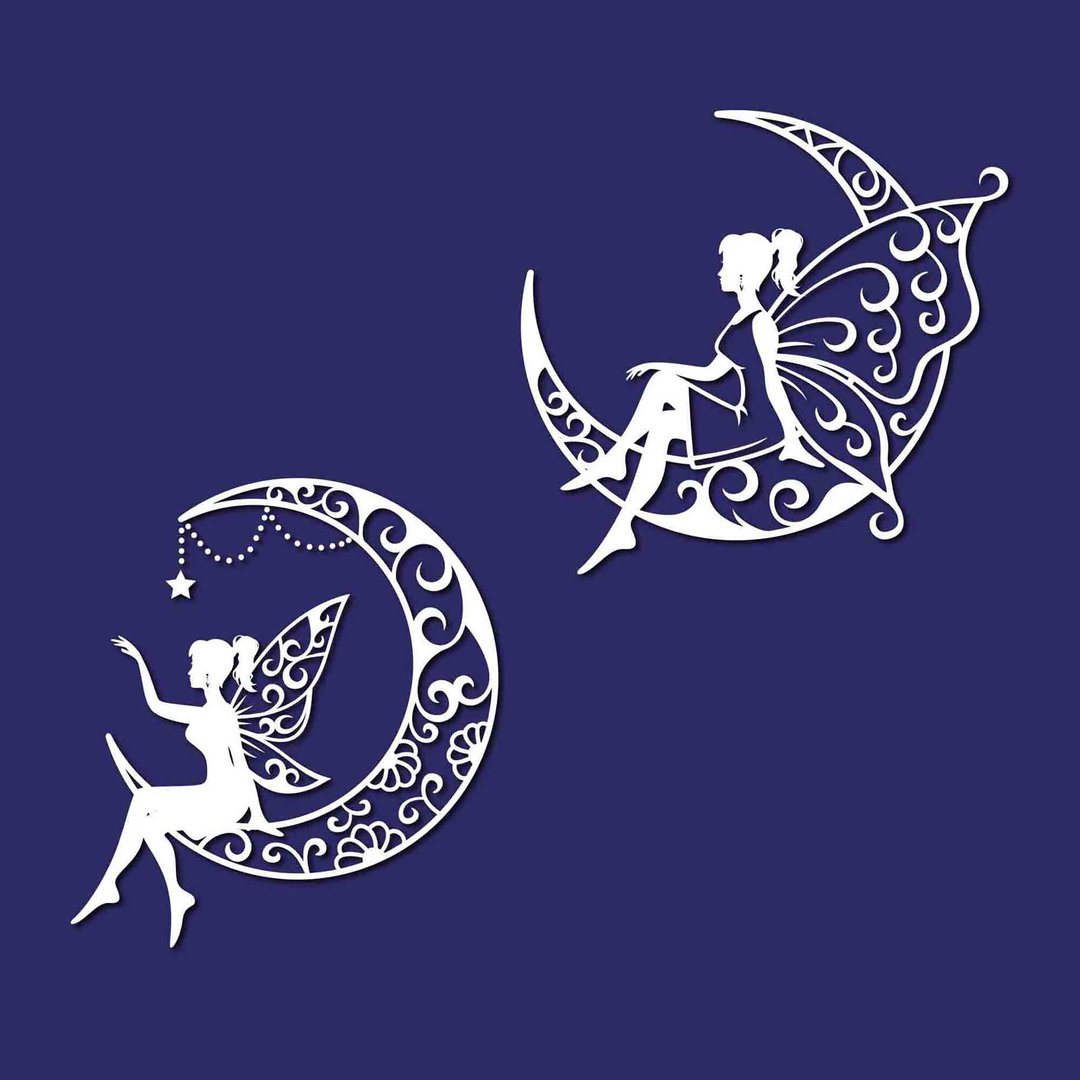 Crescent moon fairy svg, moon fairy template, moon fairy pdf, moon fairy png - 图文模板设计 - 其他材质 