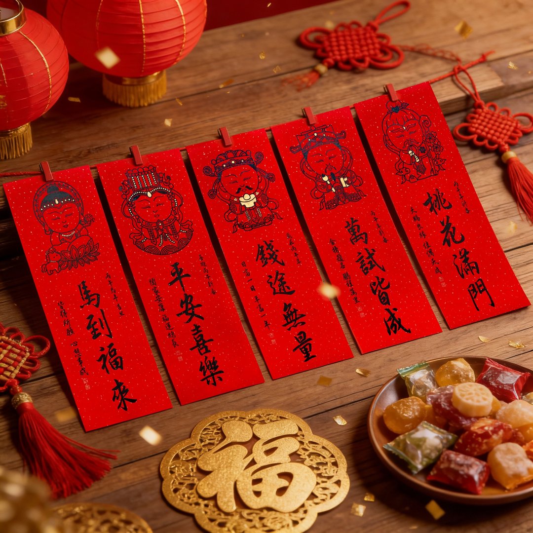 2026马年 手工手写 创意春联 春条 多款神明 妈祖 财神 文昌 月老 - 红包/春联 - 纸 红色