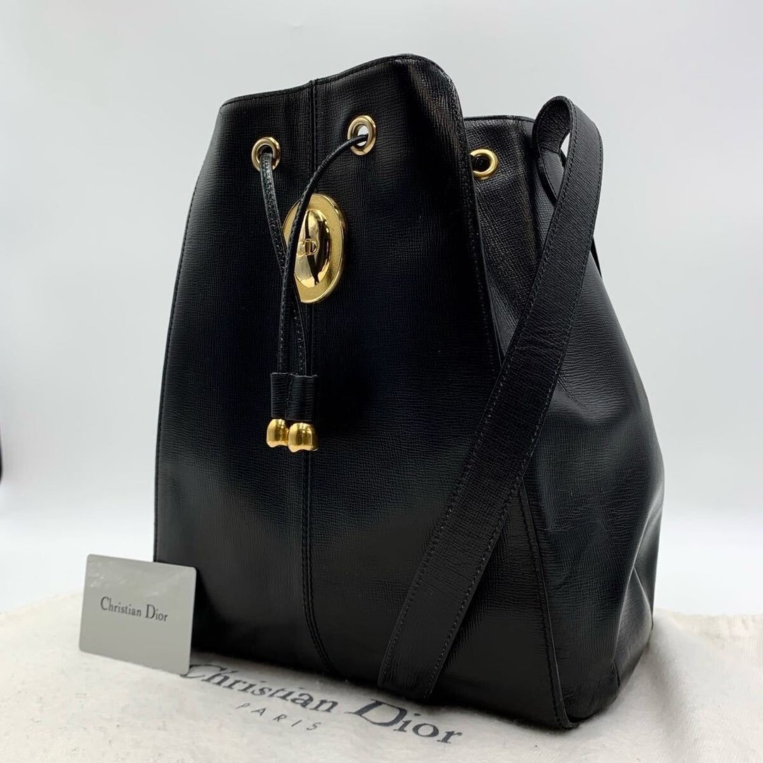 绝版中古包 Dior 黑色金蛋水桶包 斜背包 单肩包 侧背包 古董包 - 侧背包/斜挎包 - 真皮 黑色