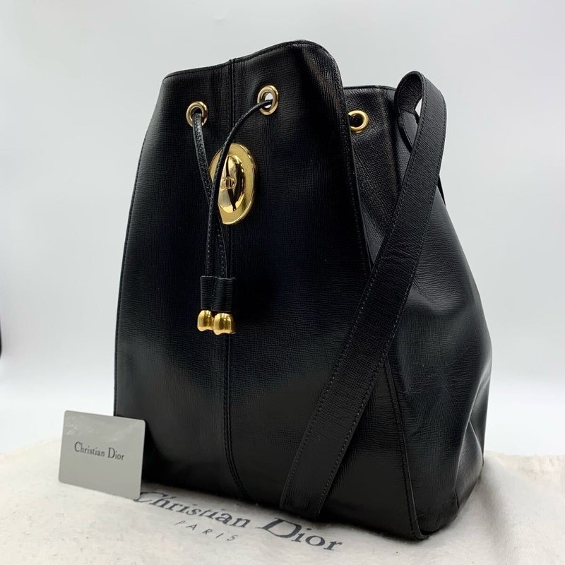 绝版中古包 Dior 黑色金蛋水桶包 斜背包 单肩包 侧背包 古董包 - 侧背包/斜挎包 - 真皮 黑色