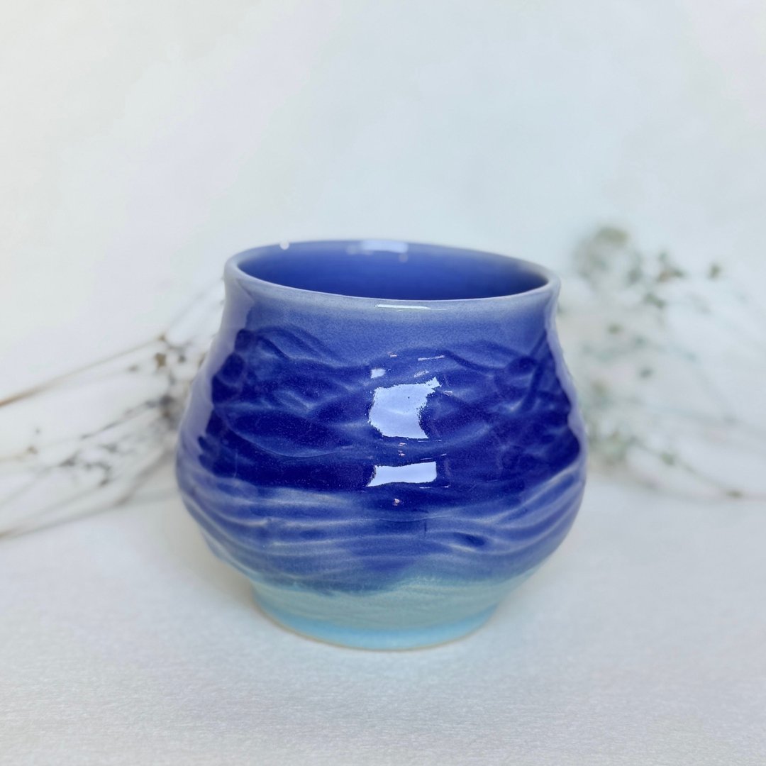 琉璃钴蓝。盆栽 陶盆 有孔花盆 手工陶器 新年礼物 - 植栽/盆栽 - 陶 蓝色