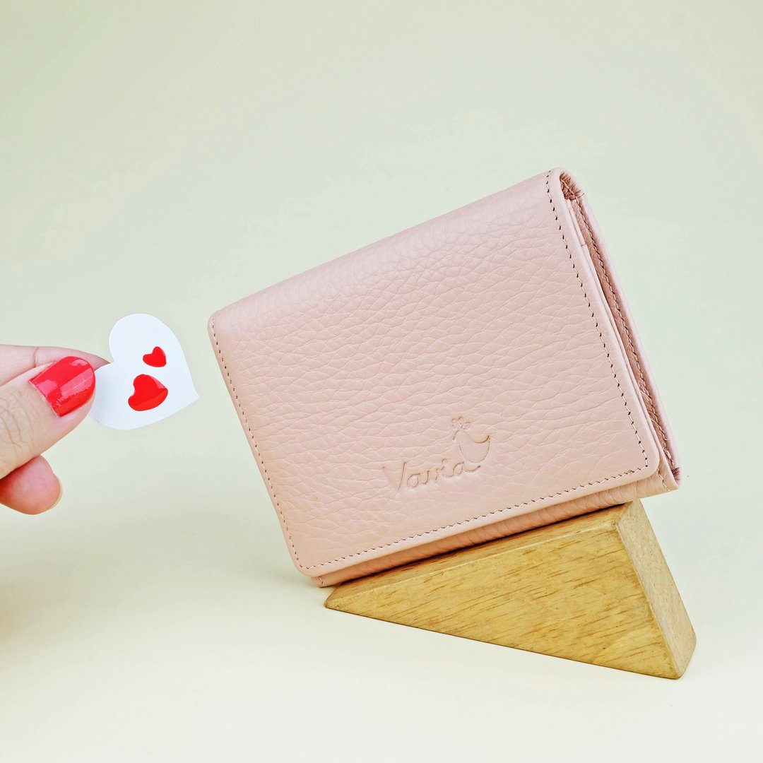 [ OLD ROSE ] Mini Purse / Cow Leather - 皮夹/钱包 - 真皮 粉红色