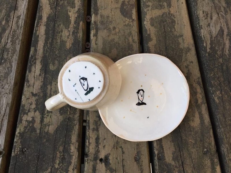 亲亲小宝贝 偶们 咖啡杯 小碟 情人节 - 咖啡杯/马克杯 - 陶 金色