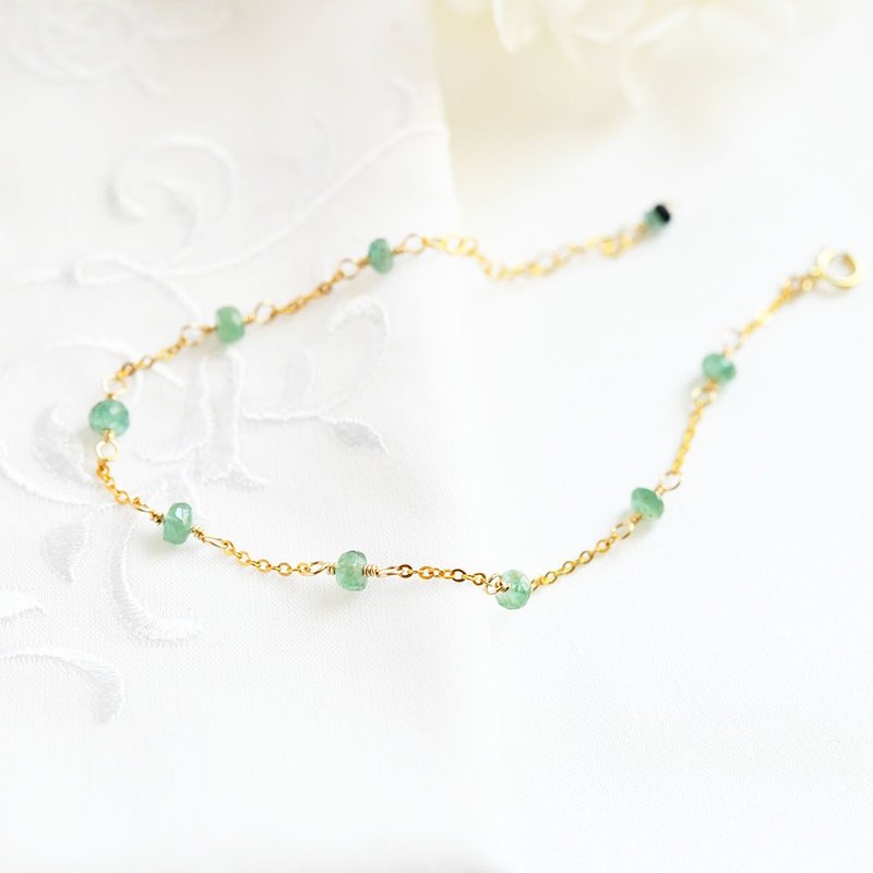 幸运与幸福 象征智慧的宝石 祖母绿手链 5 月诞生石 也可叠戴 - 手链/手环 - 宝石 绿色